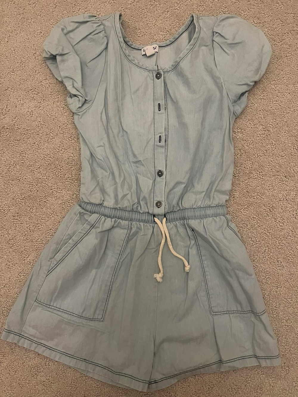 Splendid Light Blue Chambray Girl's Short Sleeve Romper